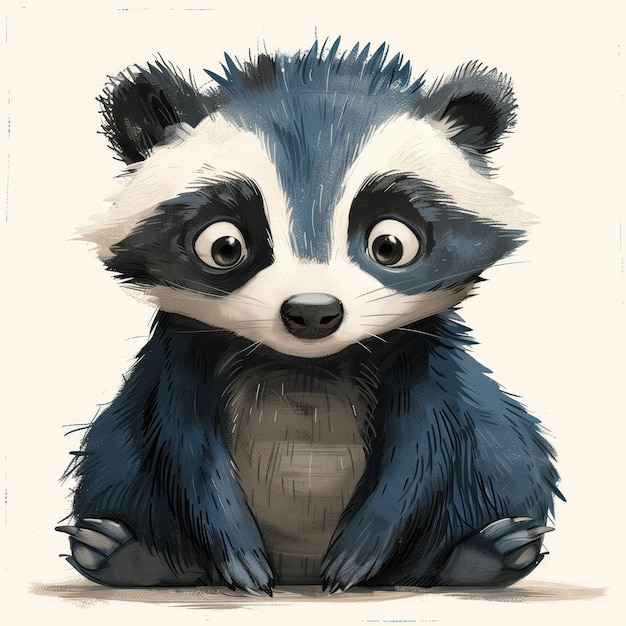 Cute Funny Cartoon Badger Illustration for Children Book Generative AI