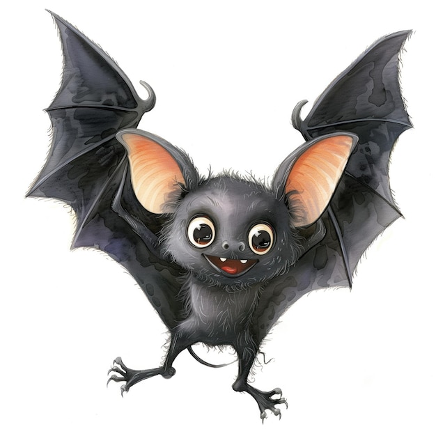 Cute Funny Cartoon Bat Illustration for Children Book Generative AI