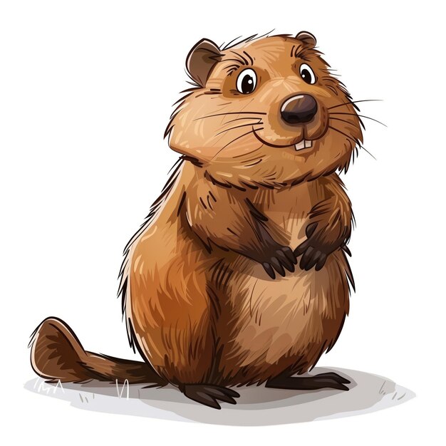 Cute Funny Cartoon Beaver Illustration for Children Book Generative AI