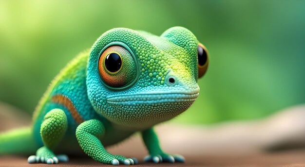 Cute Funny Cartoon Chameleon Art Animated Adorable Character