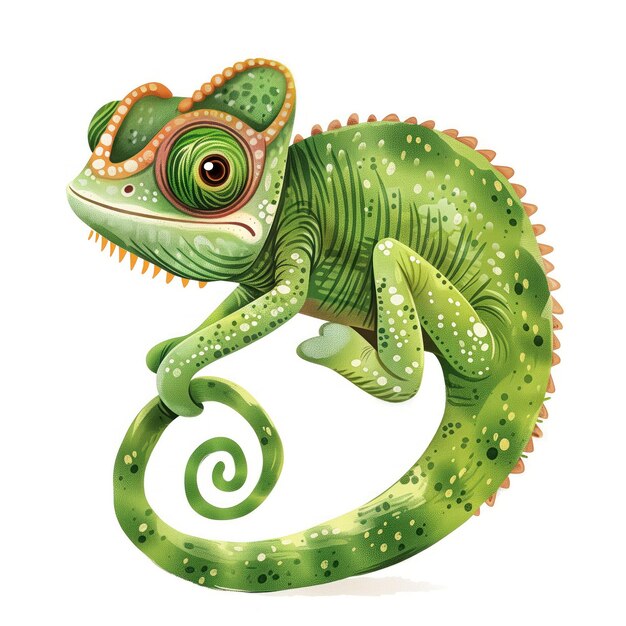 Cute Funny Cartoon Chameleon Illustration for Children Book Generative AI