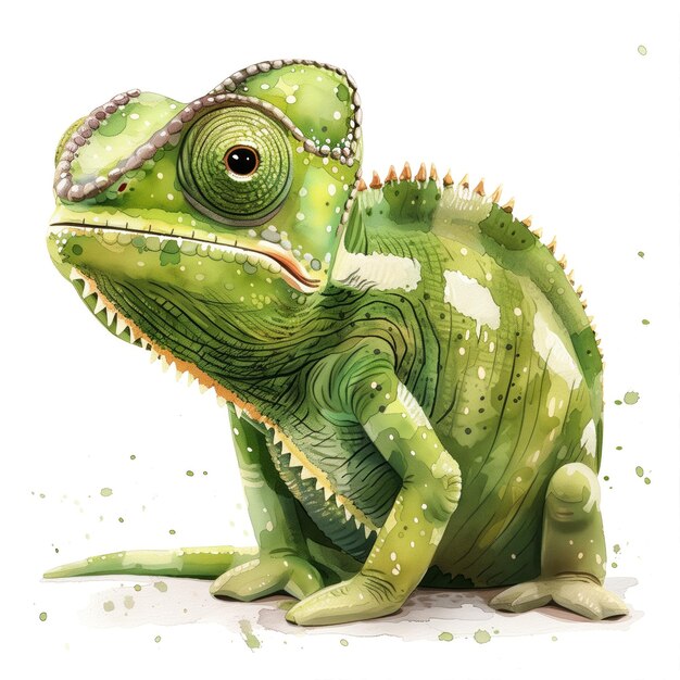 Cute Funny Cartoon Chameleon Illustration for Children Book Generative AI