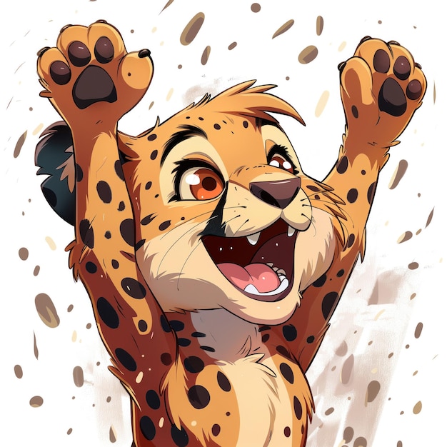 Photo cute funny cartoon cheetah illustration for children book generative ai