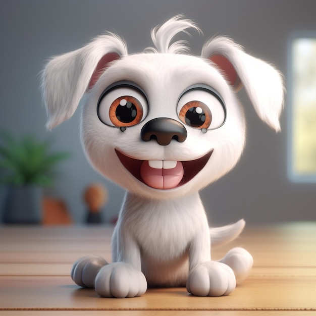 Симпатичная забавная мультяшная собака с забавным выражением лица мультяшный персонаж улыбающееся лицо собака Generative AI