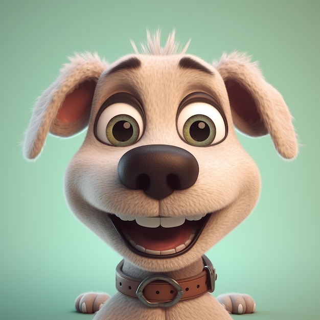 Cute funny cartoon dog with funny expression cartoon character smile face dog Generative AI