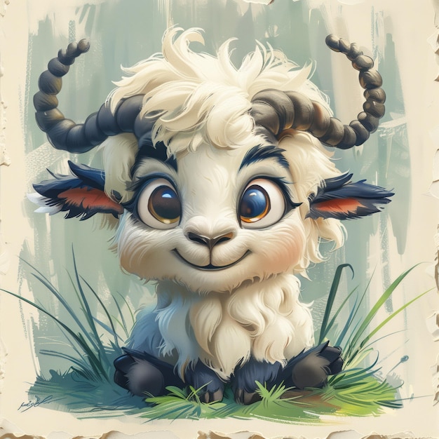 Cute Funny Cartoon Goat Illustration for Children Book Generative AI