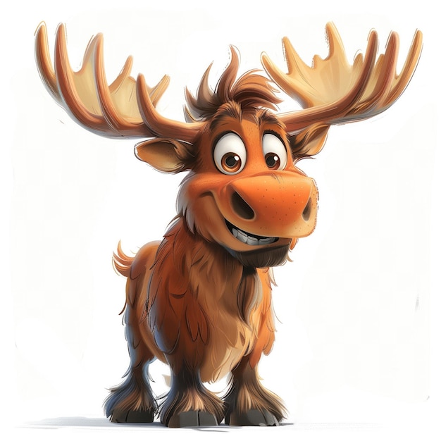 Cute Funny Cartoon Moose Illustration for Children Book Generative AI