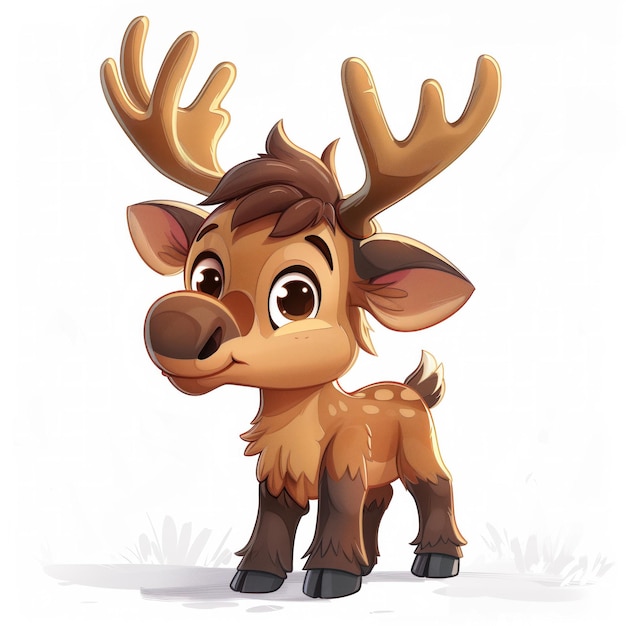 Photo cute funny cartoon moose illustration for children book generative ai