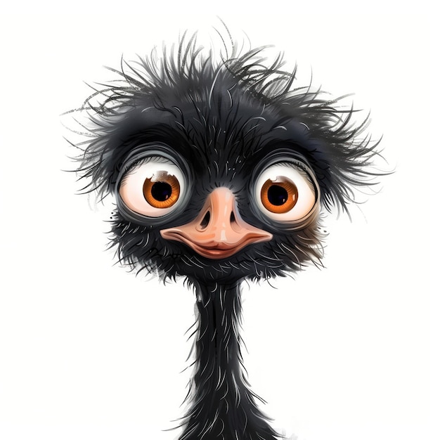 Cute Funny Cartoon Ostrich Illustration for Children Book Generative AI