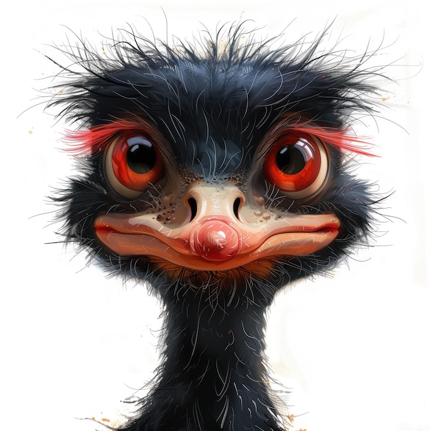 Cute Funny Cartoon Ostrich Illustration for Children Book Generative AI