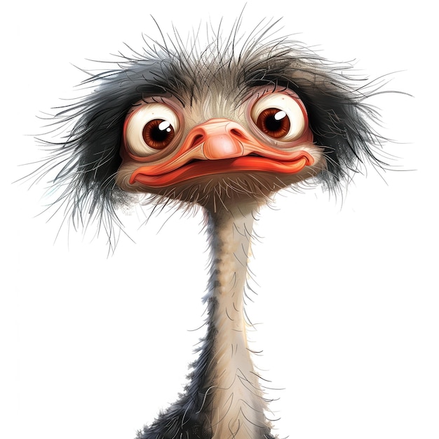 Cute Funny Cartoon Ostrich Illustration for Children Book Generative AI