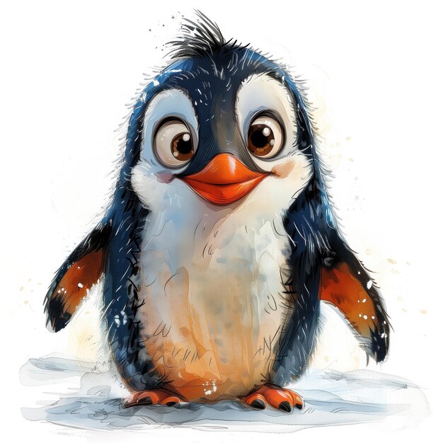 Cute Funny Cartoon Penguin Illustration for Children Book Generative AI