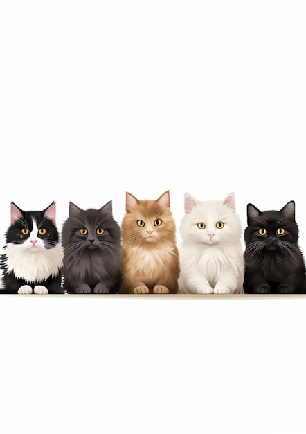 Photo cute and funny cats peeking out from behind a white blank banner