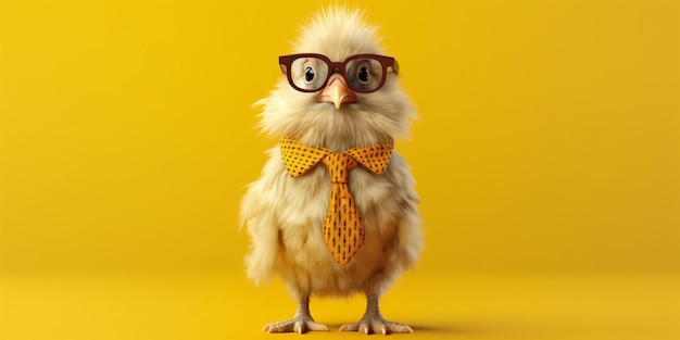 Cute and funny chicken wearing glasses and casual outfit generative ai