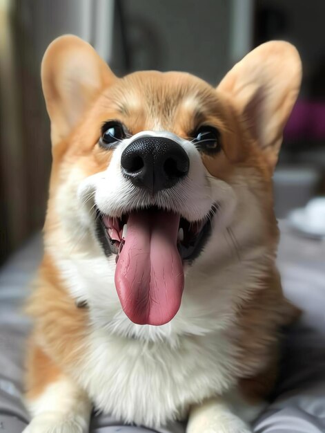 cute funny Corgi with tongue