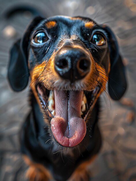 Photo cute funny dachshund with tongue