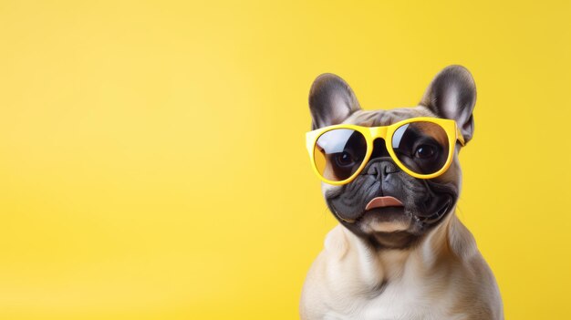 Cute and Funny French Bulldog in Trendy Yellow Sweater AI Generated