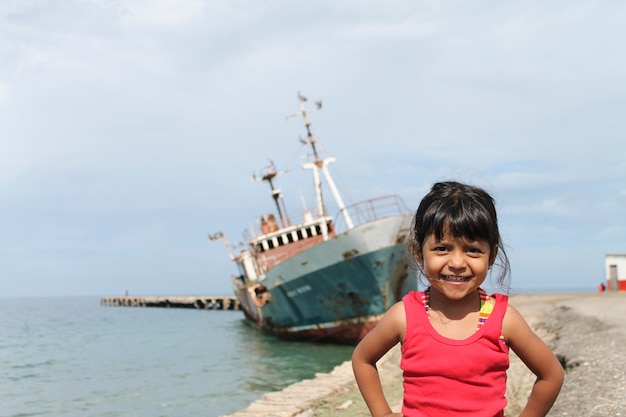 Cute funny girl on the beach