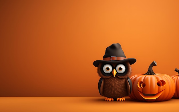 Cute and funny Halloween costume Halloween animal background with copy space