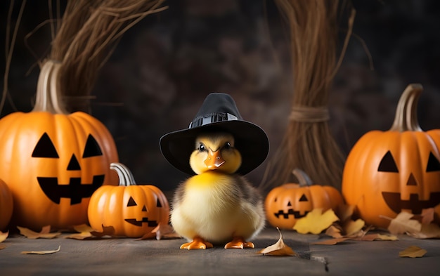 Cute and funny Halloween costume Halloween animal background with copy space