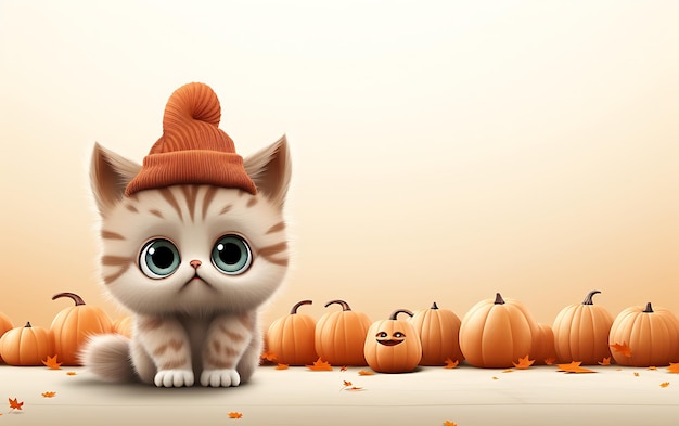 Cute and funny halloween costume halloween animal background with copy space