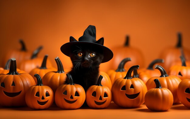 Cute and funny Halloween costume Halloween animal background with copy space Premium AI generated image