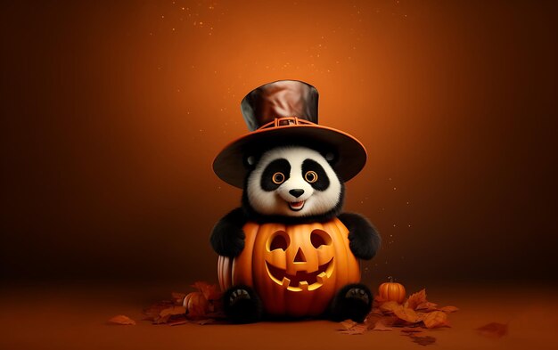 Cute and funny Halloween costume Halloween animal background with copy space