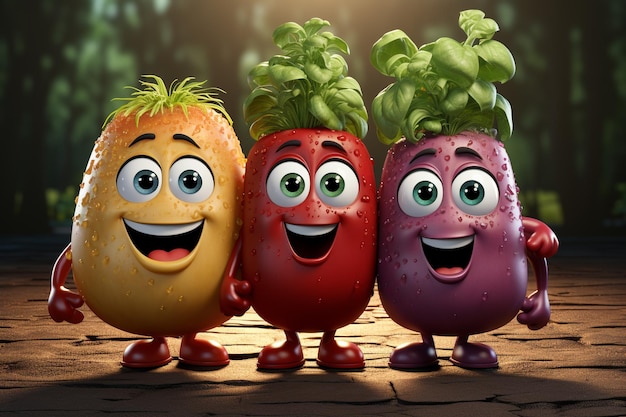 Cute funny happy and emotional vegetables character animated animated expressions quirky expressions playful expressions