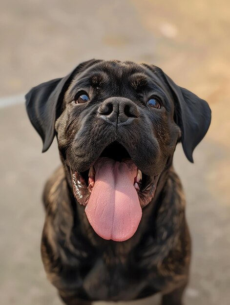 Photo cute funny mastiff with tongue