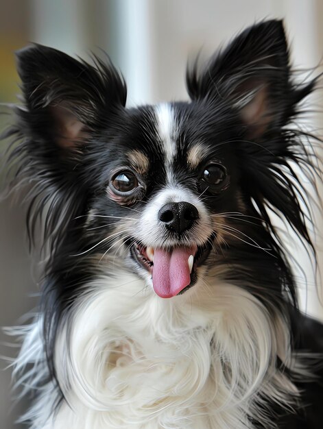 cute funny Papillon with tongue