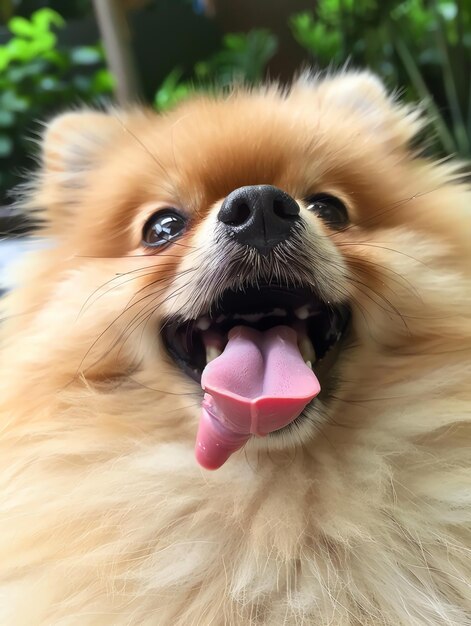 Photo cute funny pomeranian with tongue