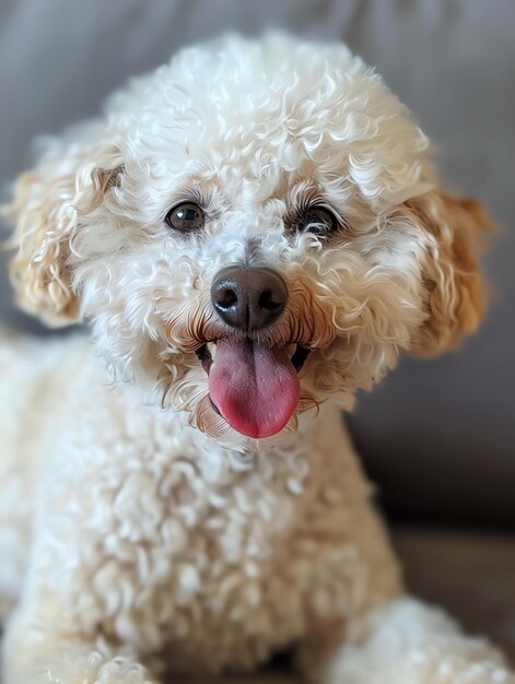 Photo cute funny poodle with tongue