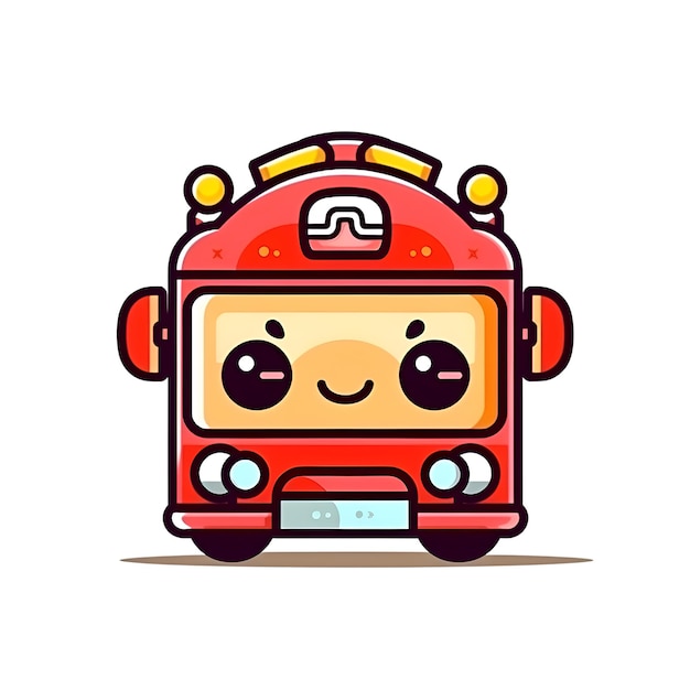 Cute funny school bus Vector illustration in flat cartoon style