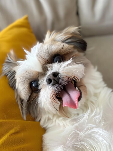 cute funny Shih Tzu with tongue