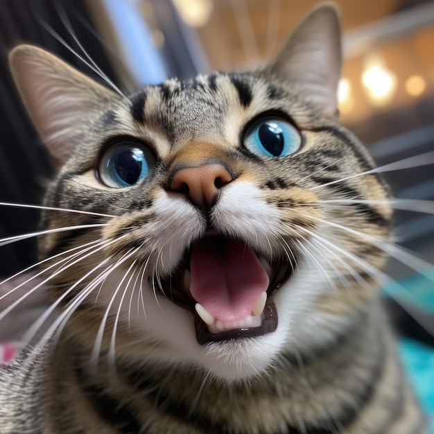 cute funny surprised cat face meow