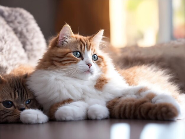 Cute furry cat relaxing indoors