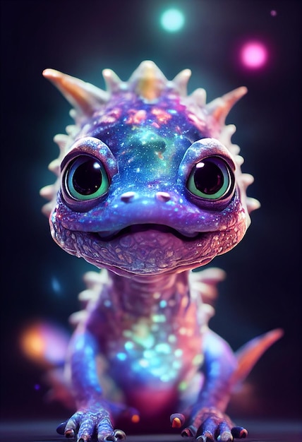 Милый галактический малыш-дракон в стиле Pixar Generative Ai
