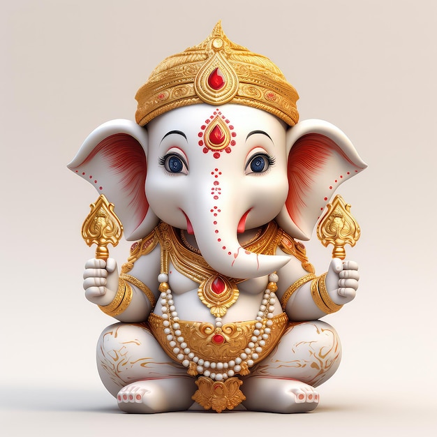 Cute ganesha 3d with white background