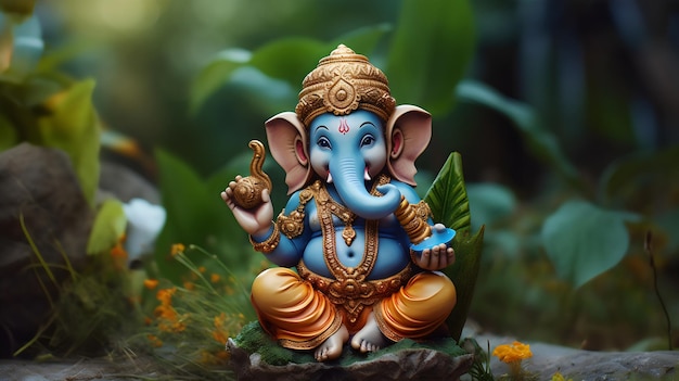 Photo cute ganpati image with a beautiful background