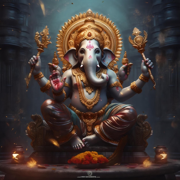 Cute Ganpati image with a beautiful background