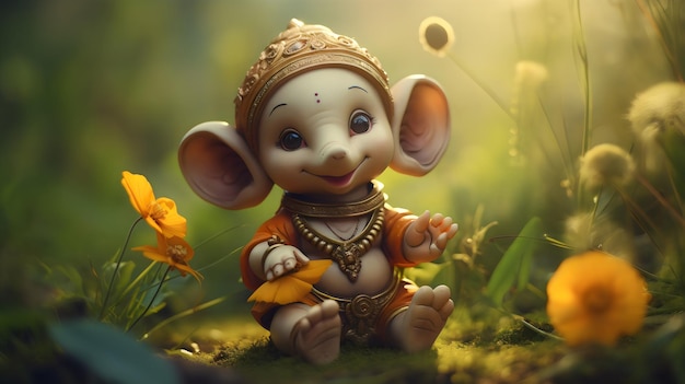 Cute Ganpati image with a beautiful background