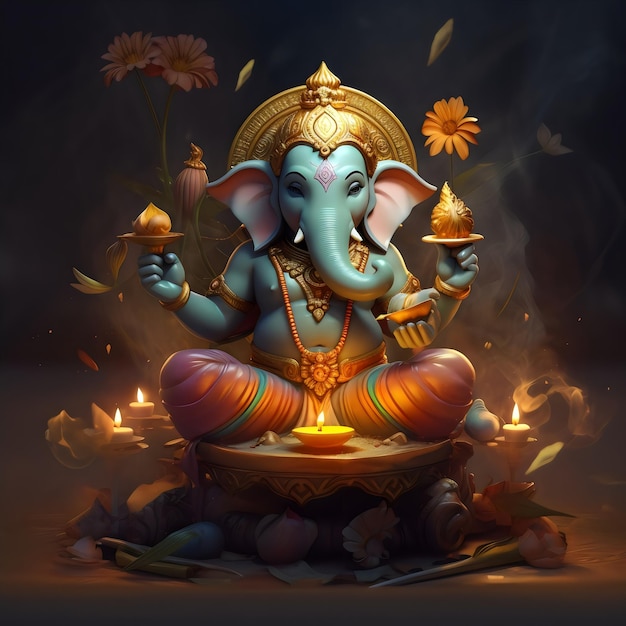 Cute Ganpati image with a beautiful background