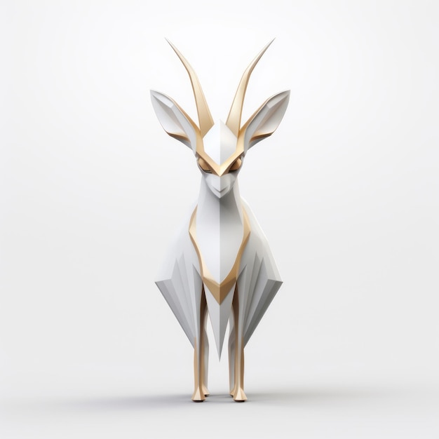 Cute Gazelle 3d Logo In Minimalist Style