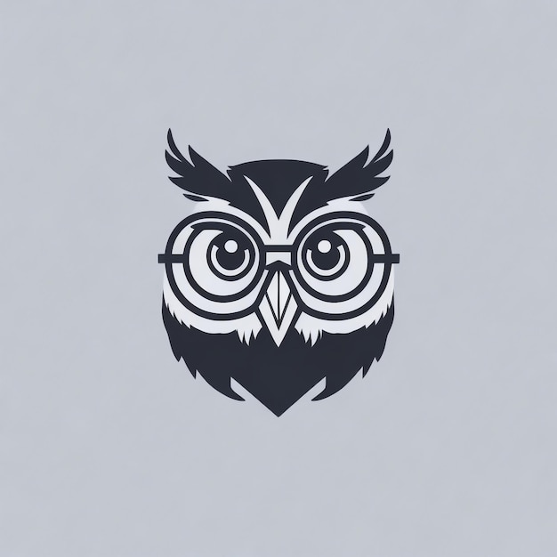 Cute geeky owl head one stroke minimalist logo Cute geeky owl head one stroke minimalist logo