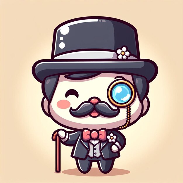 Photo cute gentleman character