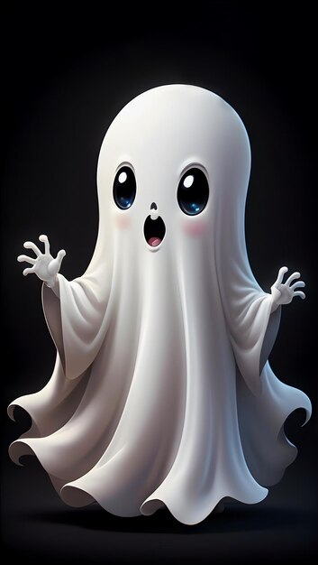 Photo cute ghost on dark background wallpaper