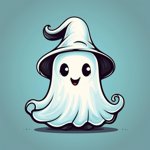 cute ghost logo on background