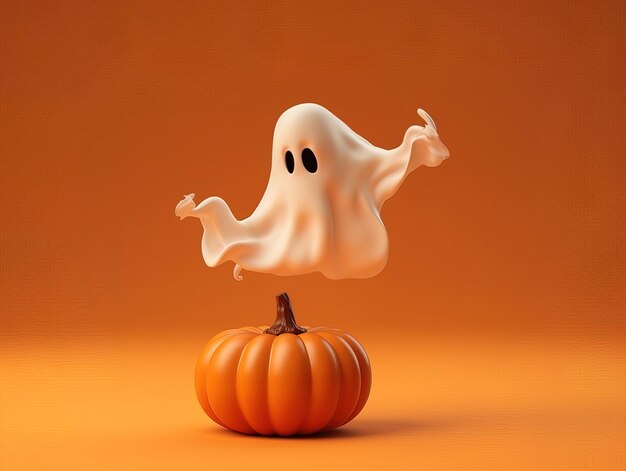 Cute ghost on an orange background