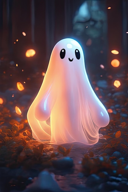Foto fantasma carino concetto di halloween vettoriale fantasmi dei cartoni animati vettore spettrale fantasma bianco sullo sfondo