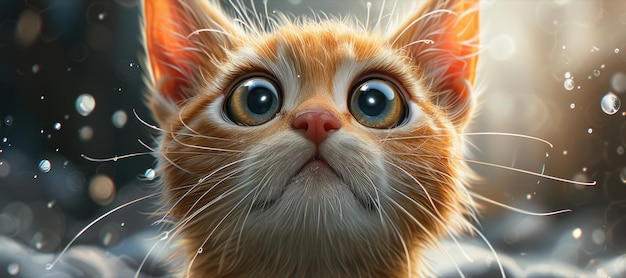 Photo cute ginger kitten with blue eyes portrait of a cat